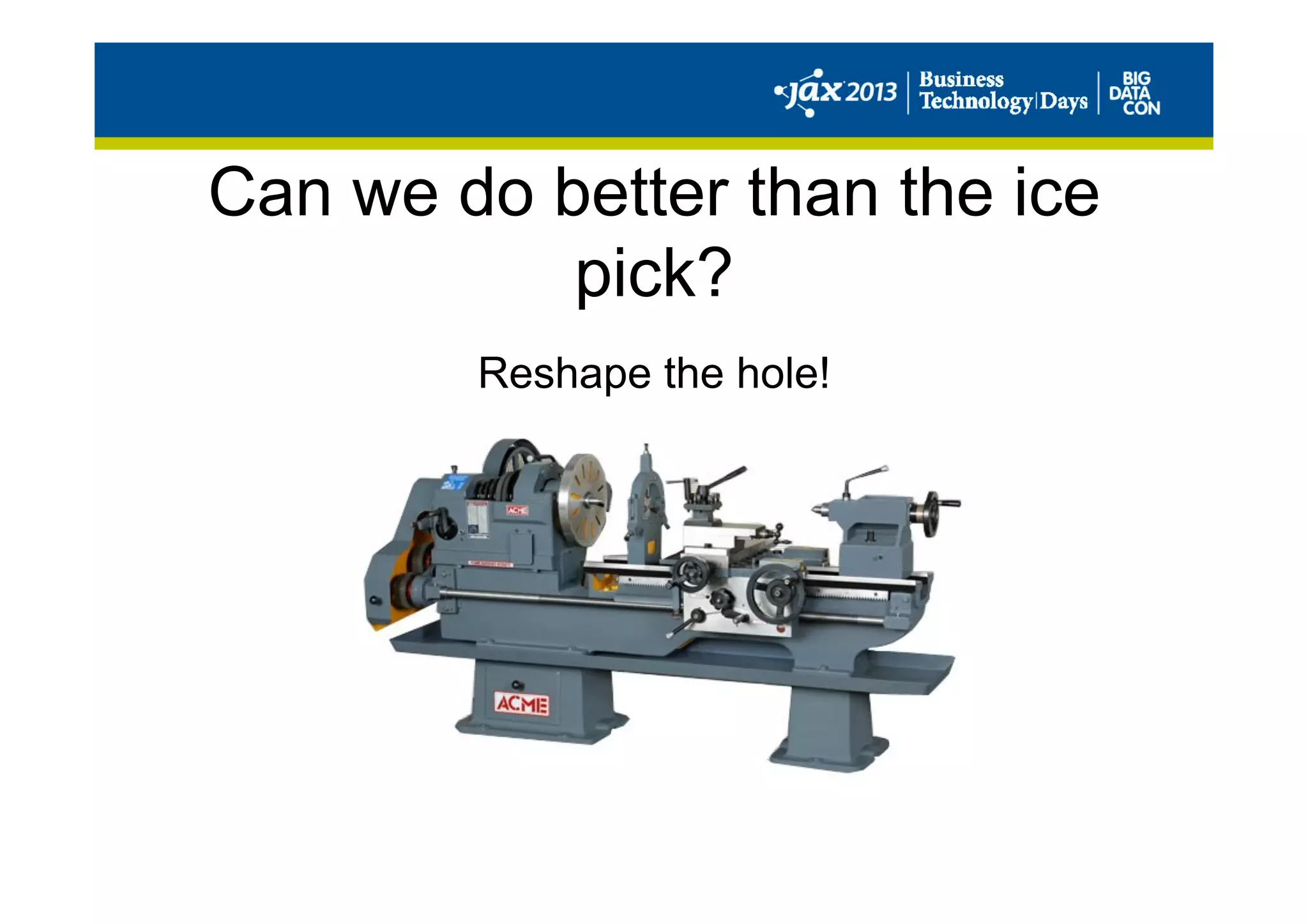 Can we do better than the ice
pick?
Reshape the hole!
 
