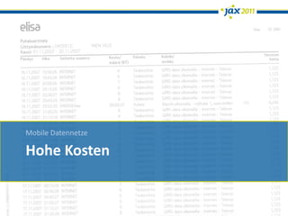 Mobile Datennetze

Hohe Kosten
 
