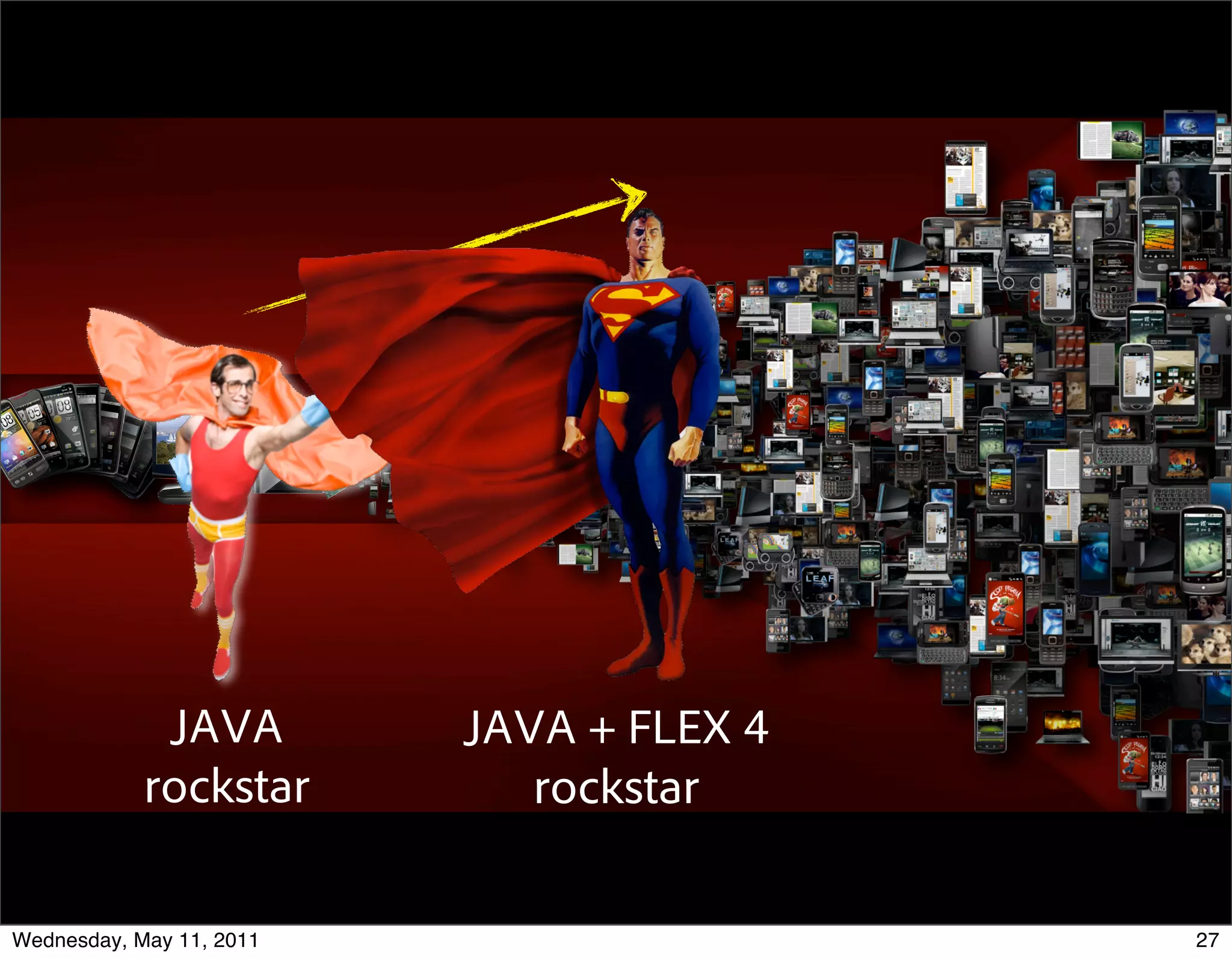 JAVA         JAVA + FLEX 4
            rockstar         rockstar

Wednesday, May 11, 2011                   27
 