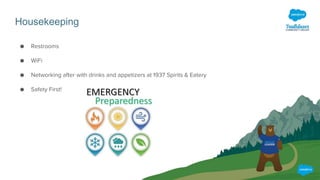 Housekeeping
● Restrooms
● WiFi
● Networking after with drinks and appetizers at 1937 Spirits & Eatery
● Safety First!
 