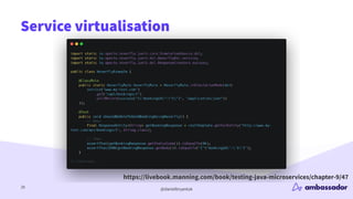 @danielbryantuk
Service virtualisation
20
https://livebook.manning.com/book/testing-java-microservices/chapter-9/47
 