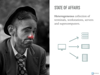 ixchelruiz
STATE OF AFFAIRS
Heterogeneous collection of
terminals, workstations, servers
and supercomputers.
 