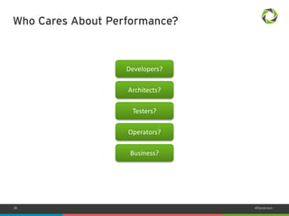 38 #Dynatrace 
Who Cares About Performance? 
Developers? 
Architects? 
Testers? 
Operators? 
Business? 
 