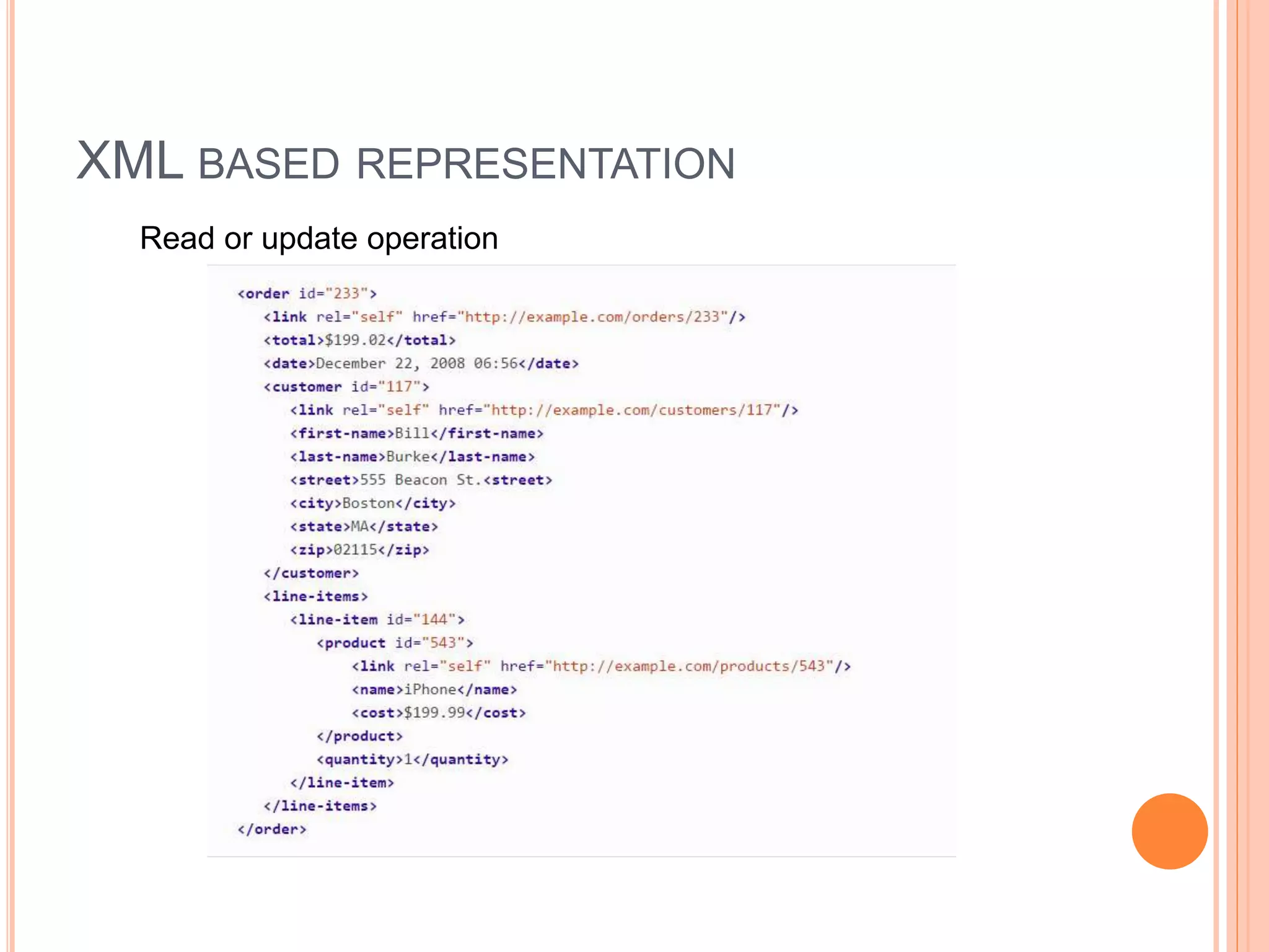 XML BASED REPRESENTATION Read or update operation 