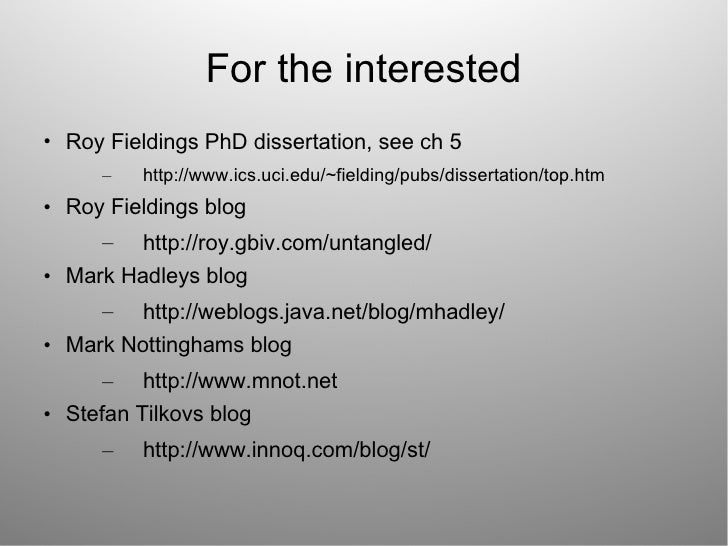 Phd dissertation assistance roy fielding