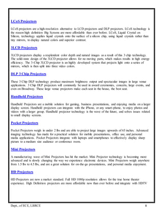 Projector Lab Test Report REPORT ON PROJECTORS | DOCX