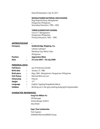 Jay r cv ab crane operator offshore crane operator offshore | PDF