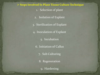 Tissue culture techniques in plant protection | PPTX