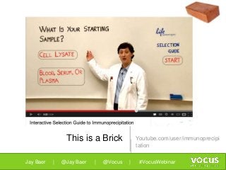 This is a Brick Youtube.com/user/immunoprecipi
tation
Jay Baer | @Jay Baer | @Vocus | #VocusWebinar
 