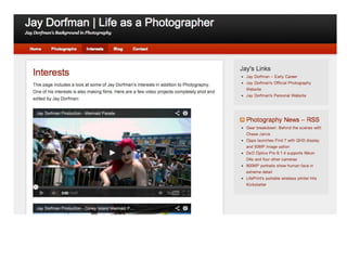 Jay Dorfman - Life of a Photographer - Website Preview - JayDorfmanPhotography.net