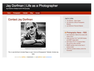 Jay Dorfman - Life of a Photographer - Website Preview - JayDorfmanPhotography.net