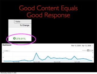 Good Content Equals
                                Good Response




Wednesday, October 21, 2009
 