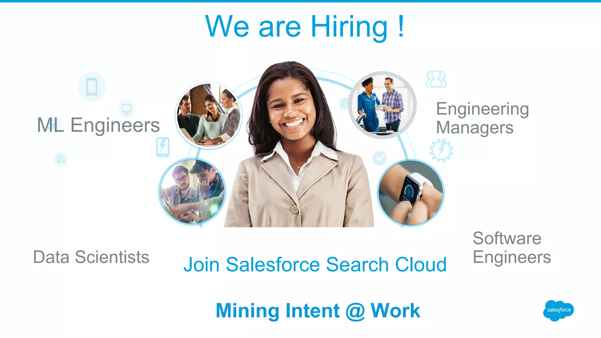 We are Hiring !
ML Engineers
Engineering
Managers
Software
EngineersData Scientists Join Salesforce Search Cloud
Mining Intent @ Work
 