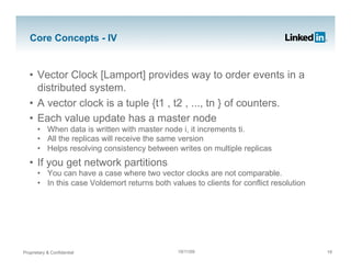 Core Concepts - IV


   •  Vector Clock [Lamport] provides way to order events in a
      distributed system.
   •  A vect...
