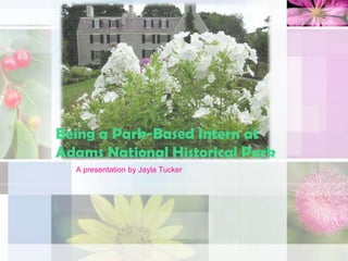 Being a Park-Based Intern at
Adams National Historical Park
A presentation by Jayla Tucker
 