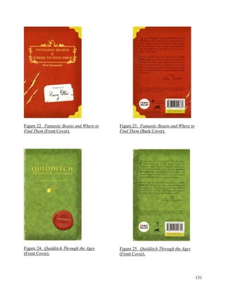 Figure 22. Fantastic Beasts and Where to
Find Them (Front Cover).
Figure 24. Quidditch Through the Ages
(Front Cover).
Figure 23. Fantastic Beasts and Where to
Find Them (Back Cover).
Figure 25. Quidditch Through the Ages
(Front Cover).
131
 
