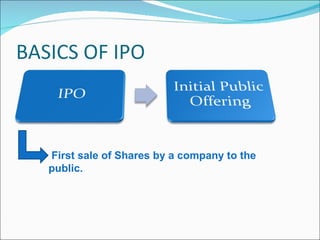 First sale of Shares by a company to the public. 