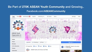 Be Part of 270K ASEAN Youth Community and Growing..
Facebook.com/ASEANCommunity
 