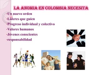 LA  ANOMIA A: sin  NOMIA: normas 