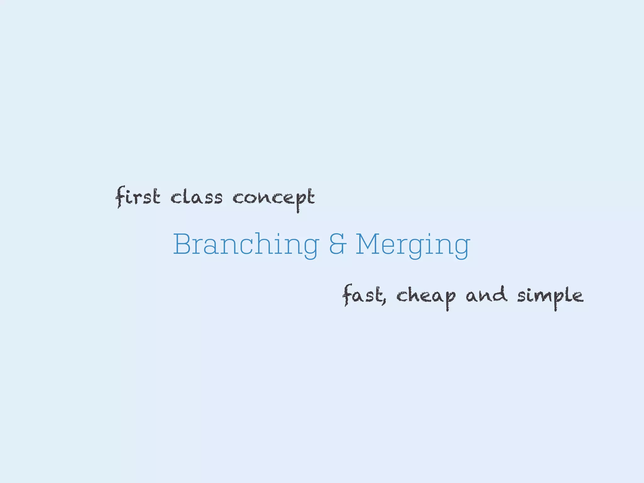 first class concept

Branching & Merging
fast, cheap and simple

 