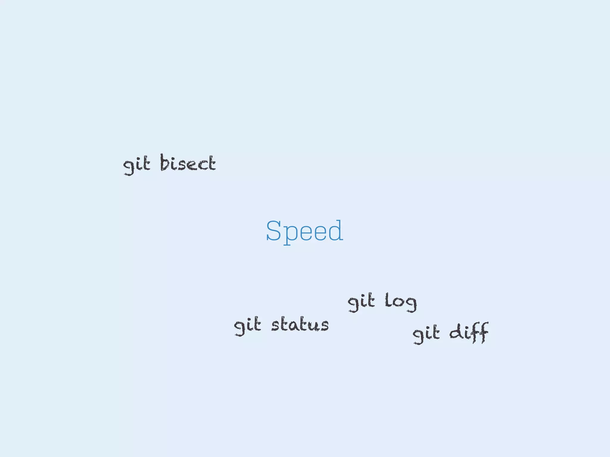 git bisect

Speed
git log
git status

git diff

 