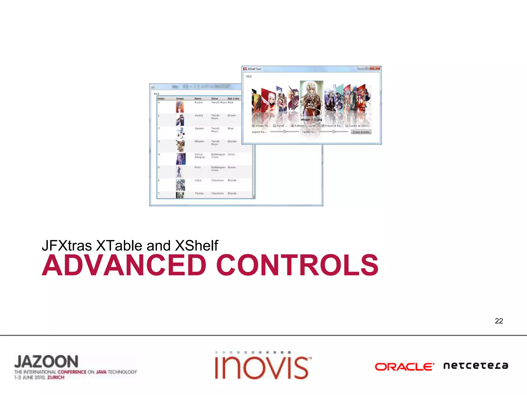 Advanced ControlsJFXtrasXTable and XShelf22