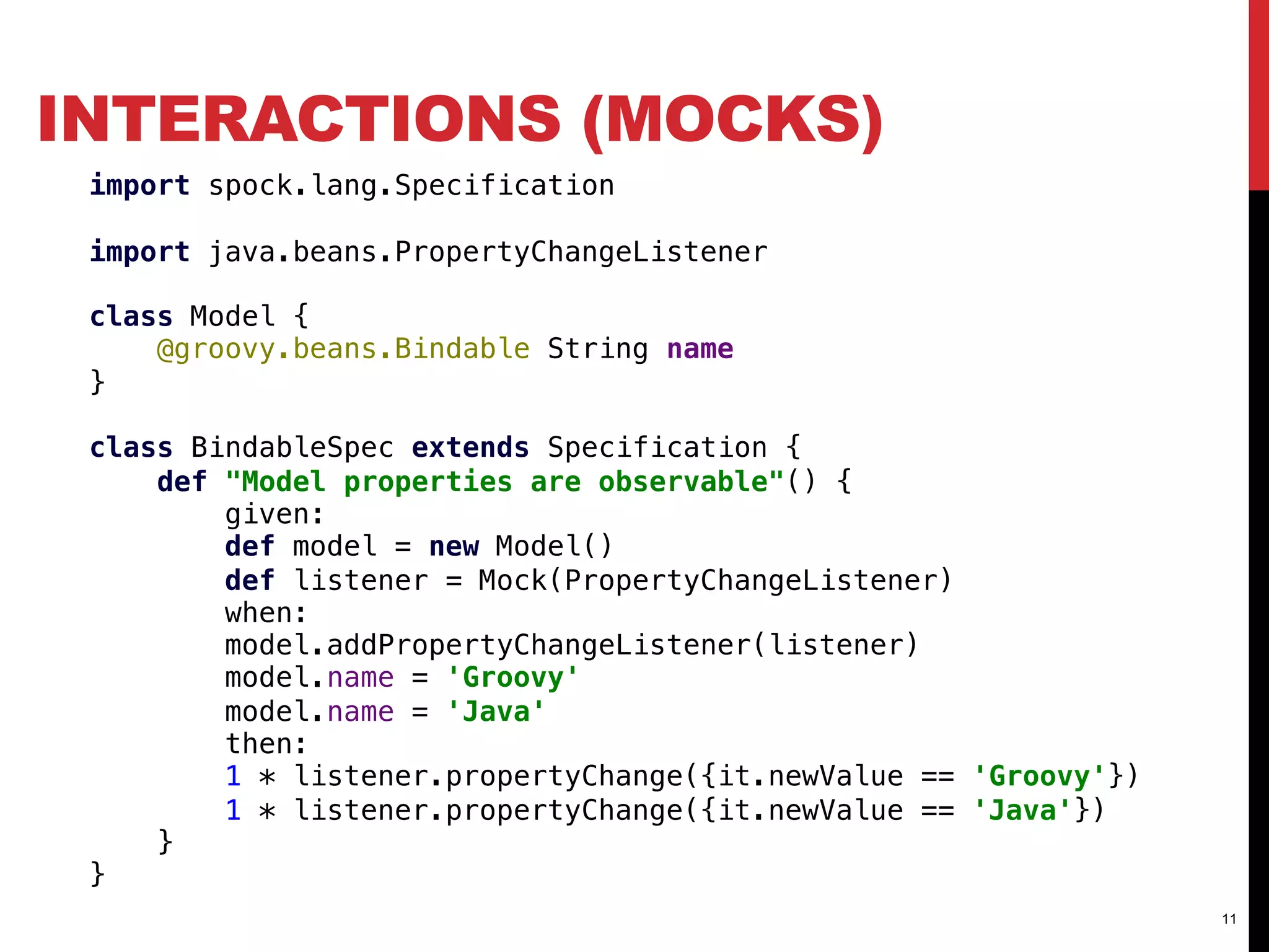 INTERACTIONS (MOCKS)
11
