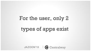 |
For the user, only 2
types of apps exist
Centralway
 