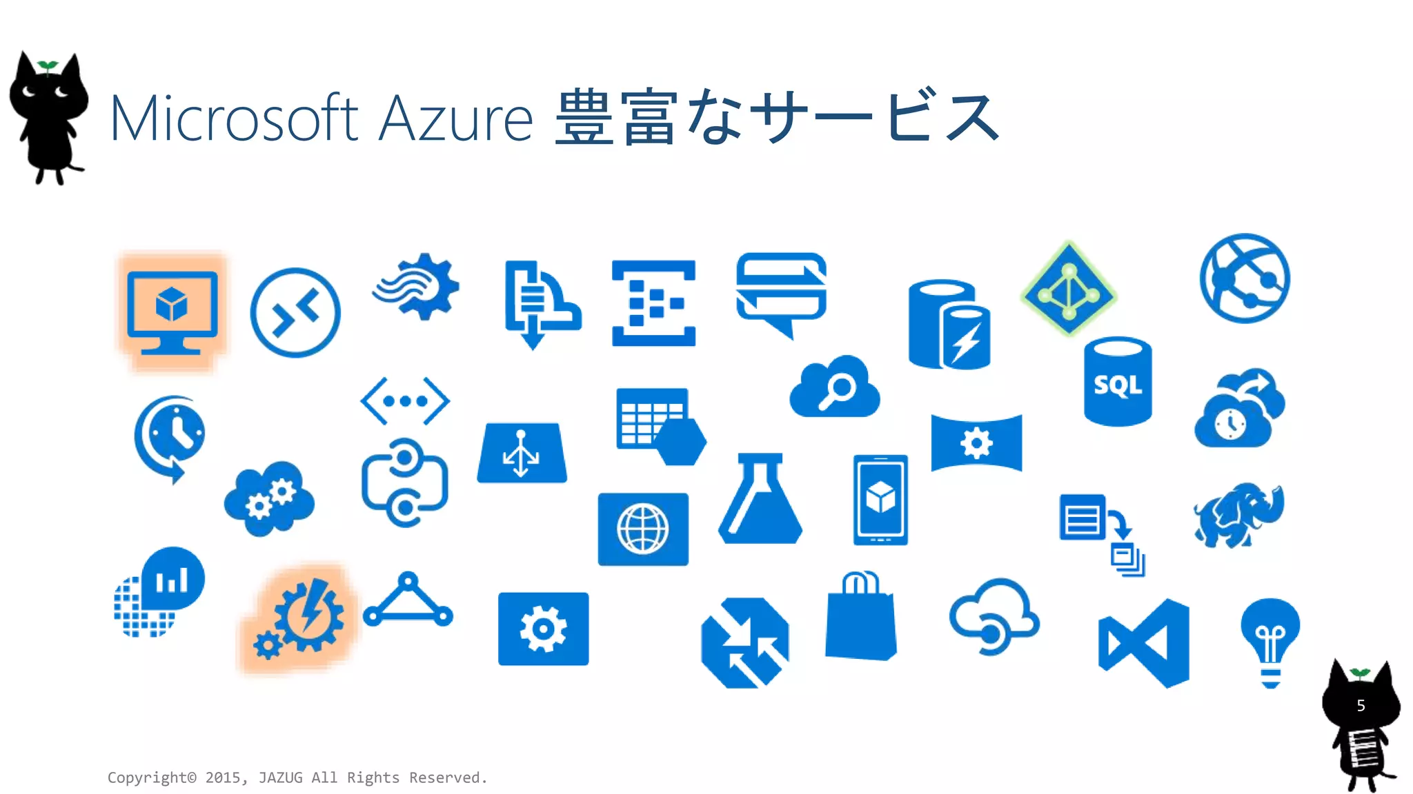 Microsoft Azure 豊富なサービス
Copyright© 2015, JAZUG All Rights Reserved.
5
 