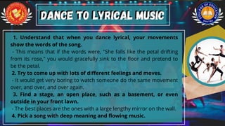 1. Understand that when you dance lyrical, your movements
show the words of the song.
- This means that if the words were, "She falls like the petal drifting
from its rose," you would gracefully sink to the floor and pretend to
be the petal.
2. Try to come up with lots of different feelings and moves.
- It would get very boring to watch someone do the same movement
over, and over, and over again.
3. Find a stage, an open place, such as a basement, or even
outside in your front lawn.
- The best places are the ones with a large lengthy mirror on the wall.
4. Pick a song with deep meaning and flowing music.
Dance to Lyrical Music
Dance to Lyrical Music
 