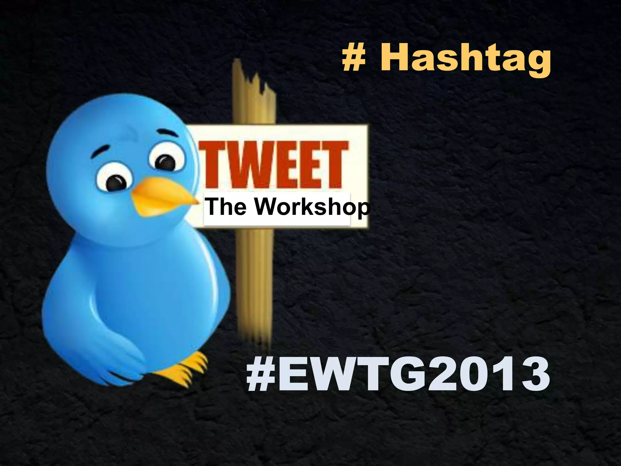# Hashtag

The Workshop

#EWTG2013

 
