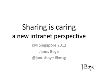 Sharing is caring
a new intranet perspective
         Janus Boye
 