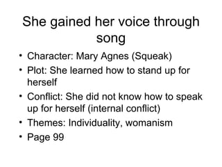 She gained her voice through song ,[object Object],[object Object],[object Object],[object Object],[object Object]