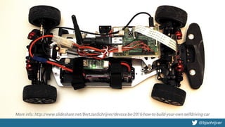 @bjschrijver
Summary
• Vert.x: toolkit for reactive applications on the JVM
• Polyglot, event-driven
• Very suitable for building microservices
More info: http://www.slideshare.net/BertJanSchrijver/devoxx-be-2016-how-to-build-your-own-selfdriving-car
 