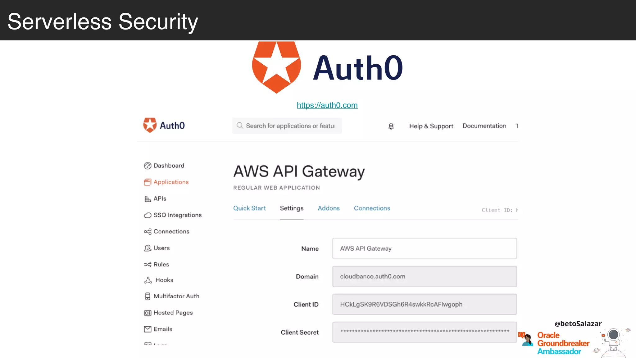 Serverless Security
https://auth0.com
@betoSalazar
 