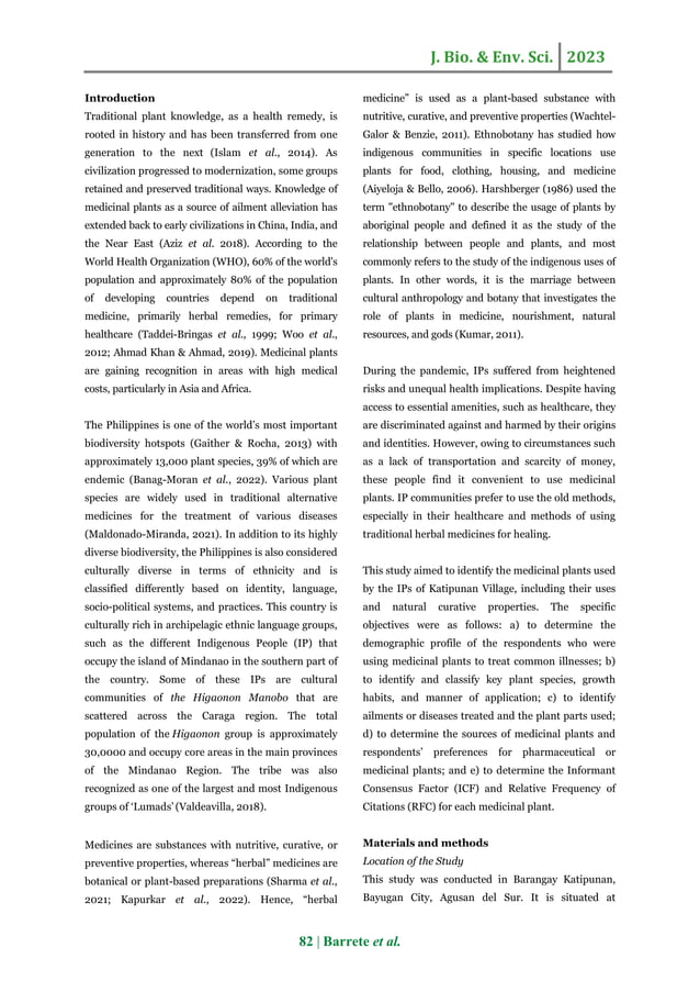 Traditional medicinal plants and practices of an Indigenous community ...