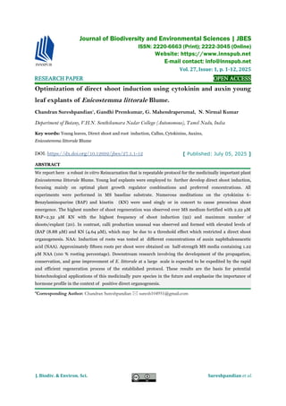 Optimization of direct shoot induction using cytokinin and auxin young ...