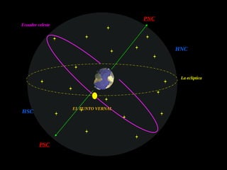 PNC
Ecuador celeste

HNC

La eclíptica

EL PUNTO VERNAL

HSC

PSC

 