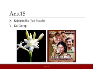 Ans.15
X - Rajnigandha (Pan Masala)
Y - DS Group
QUIZLABS
 