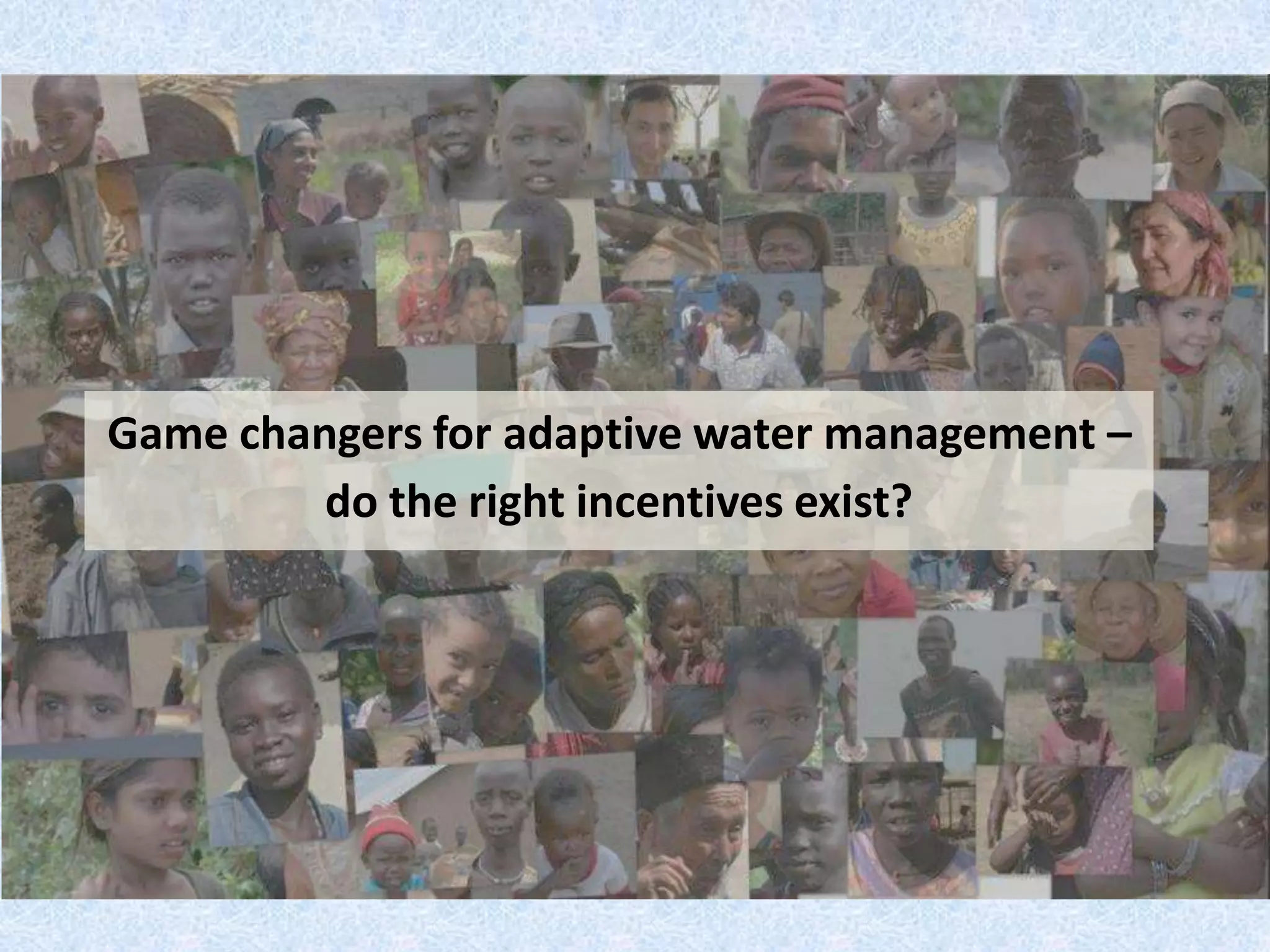 Game changers for adaptive water management –
do the right incentives exist?

 