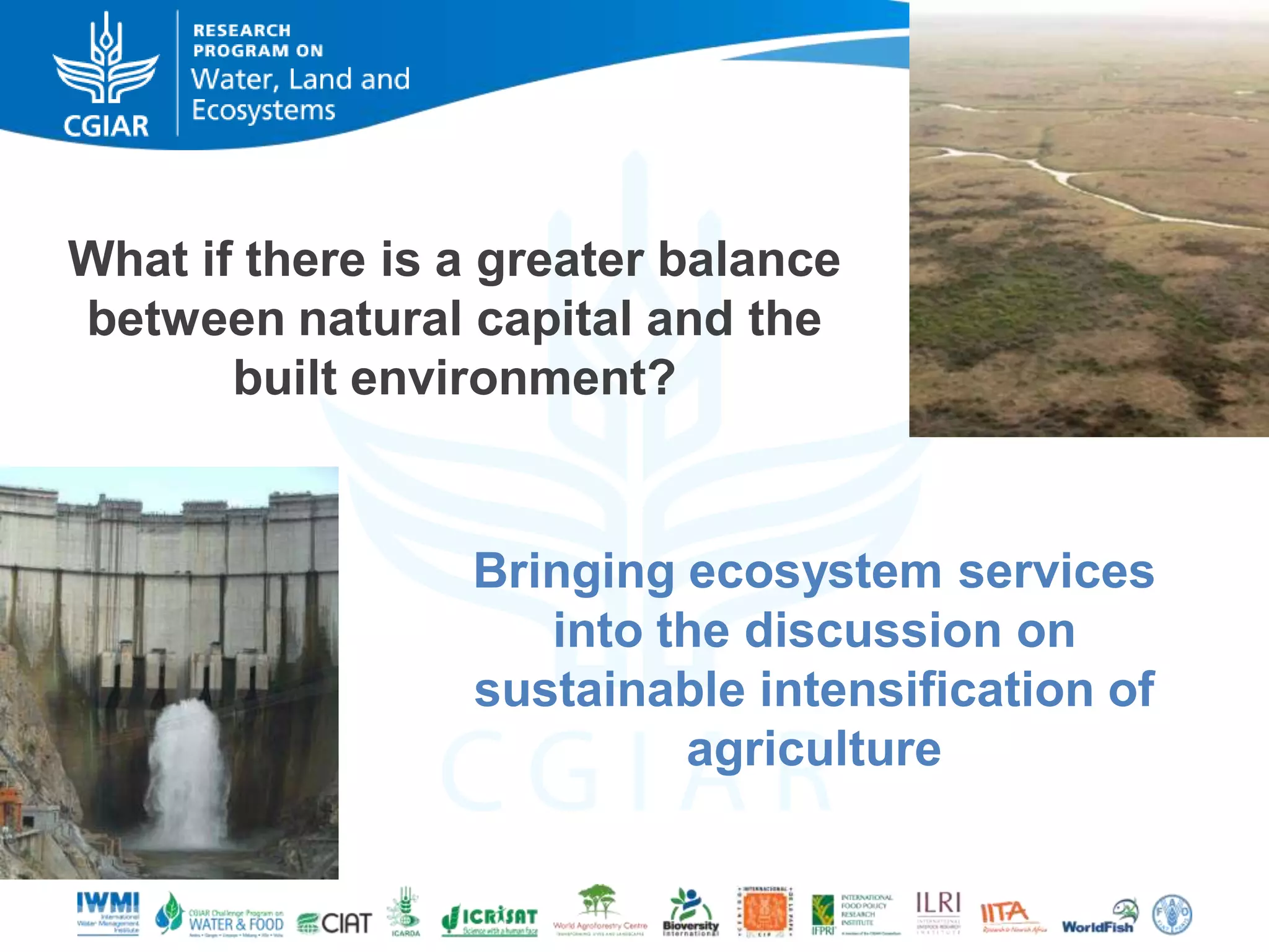 What if there is a greater balance
between natural capital and the
built environment?

Bringing ecosystem services
into the discussion on
sustainable intensification of
agriculture

 