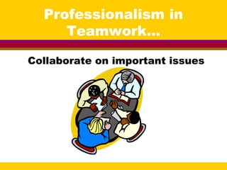 Professionalism in
Teamwork...
Collaborate on important issues
 