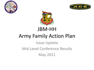JBM-HH Army Family Action Plan Issue Update Mid-Level Conference Results May 2011 