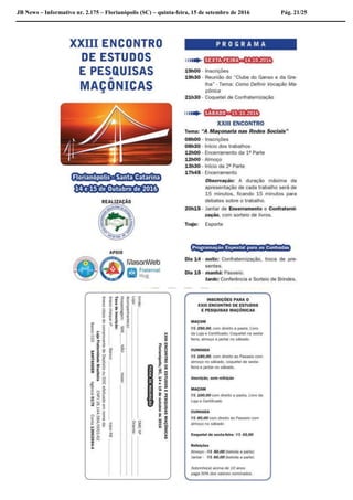 JB News – Informativo nr. 2.175 – Florianópolis (SC) – quinta-feira, 15 de setembro de 2016 Pág. 21/25
 