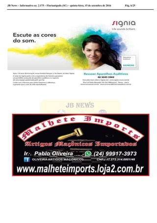 JB News – Informativo nr. 2.175 – Florianópolis (SC) – quinta-feira, 15 de setembro de 2016 Pág. 6/25
 