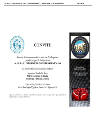 JB News – Informativo nr. 2.007 – Florianópolis (SC) - quinta-feira, 31 de março de 2016 Pág. 28/34
 