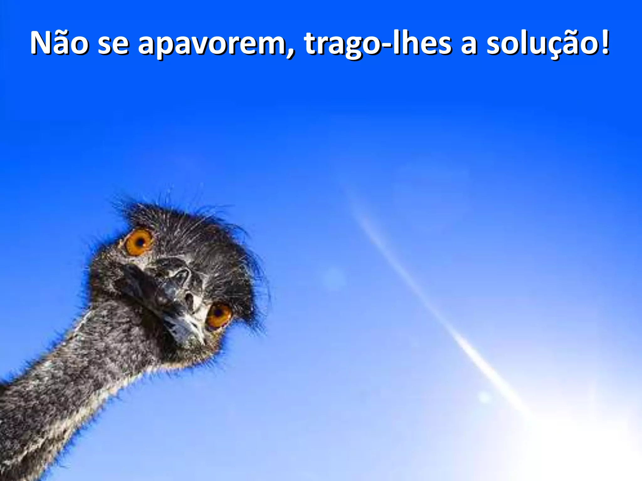 Não se apavorem, trago-lhes a solução!Não se apavorem, trago-lhes a solução!
 