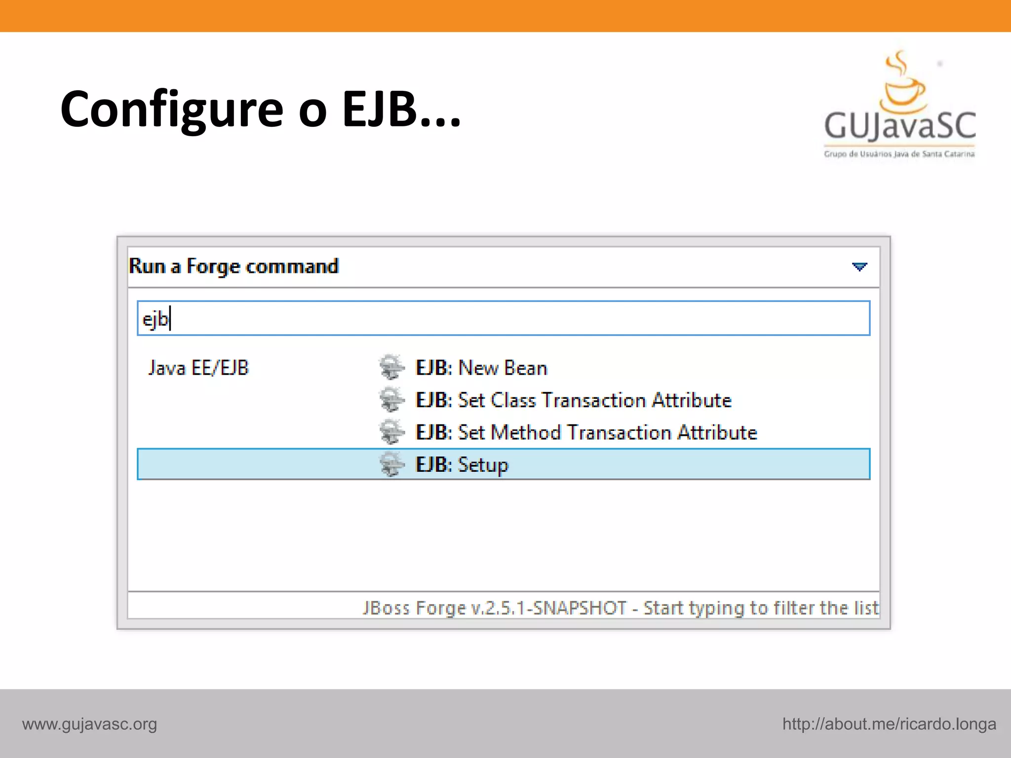 http://about.me/ricardo.longawww.gujavasc.org
Configure o EJB...
 