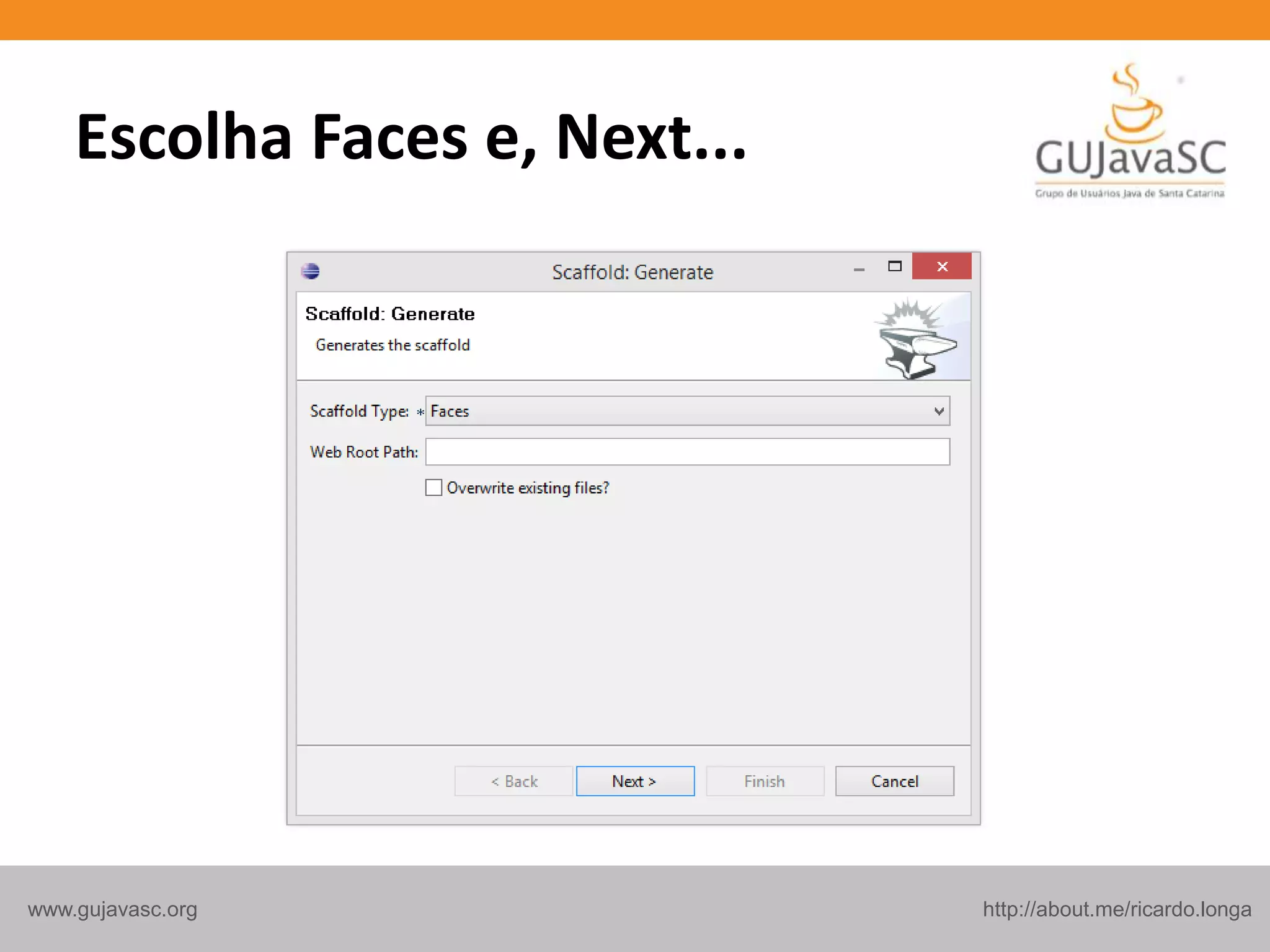 http://about.me/ricardo.longawww.gujavasc.org
Escolha Faces e, Next...
 