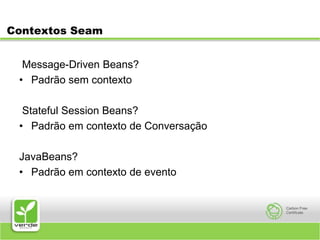 Contextos Seam Message-Driven Beans?Padrão sem contexto Stateful Session Beans?Padrão em contexto de ConversaçãoJavaBeans?Padrão em contexto de evento